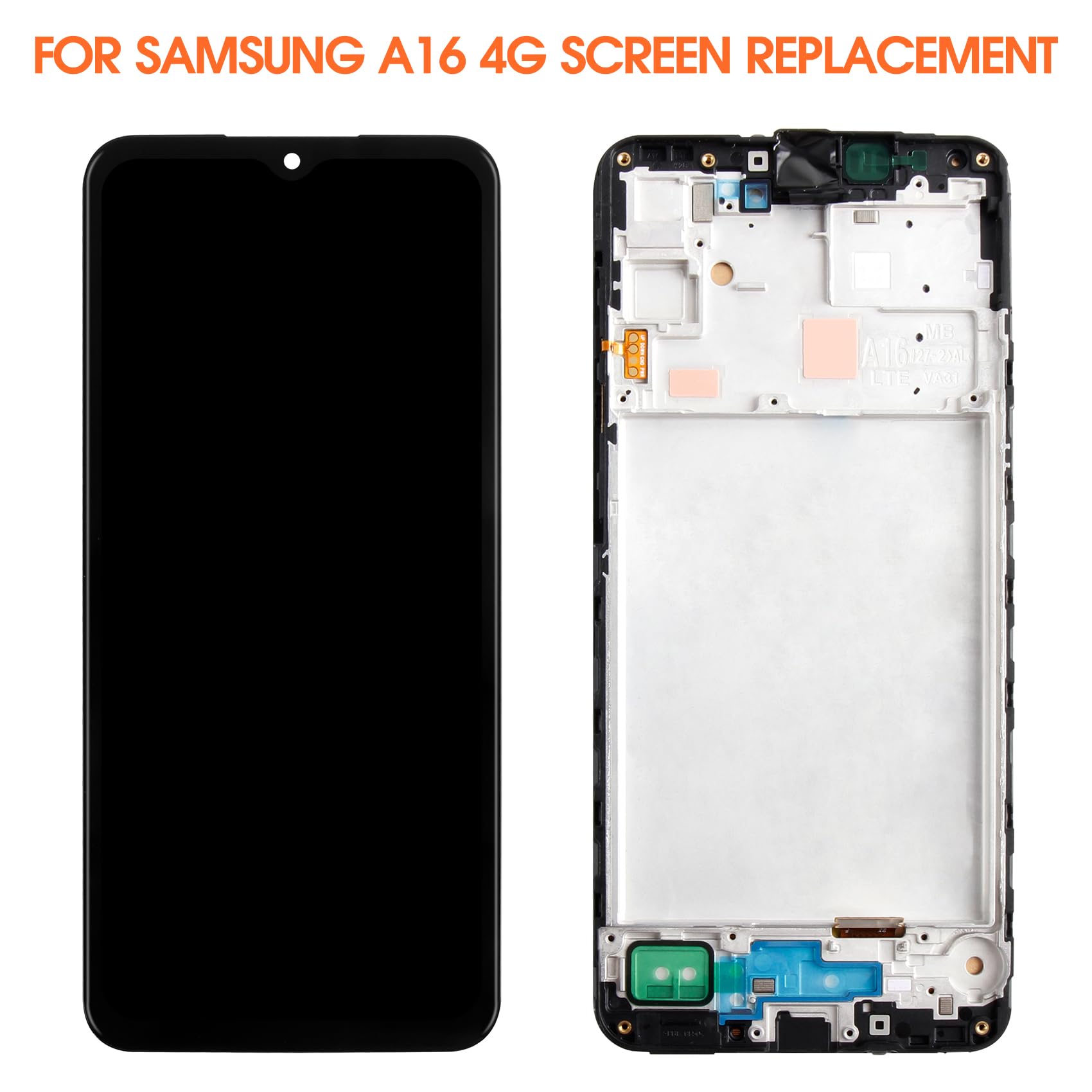 Incell - Schermo LCD per Samsung Galaxy A16 4G A165 Display Touch Screen Digitizer Assembly SM-A165F/DSB, A165F, A165F/DS (nero con telaio)