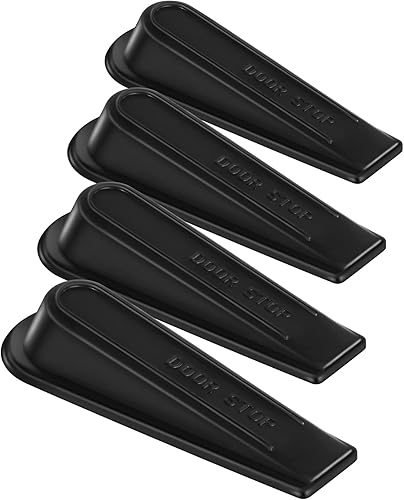 Urbanstrive Tope de puerta de goma resistente y apilable, diseño de múltiples superficies, apto para huecos de hasta 1.2 pulgadas, paquete de 4,