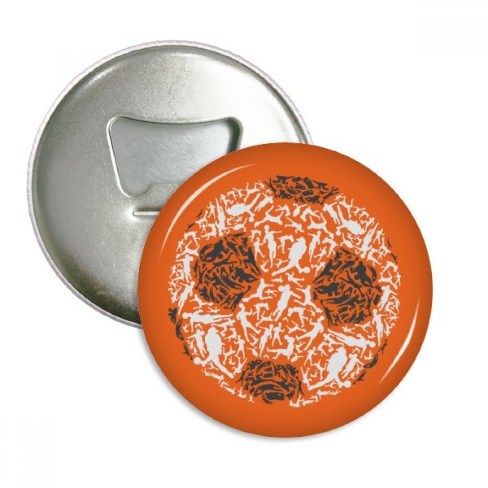 Cadeau football original ouvre-bouteille et aimant de frigo argenté