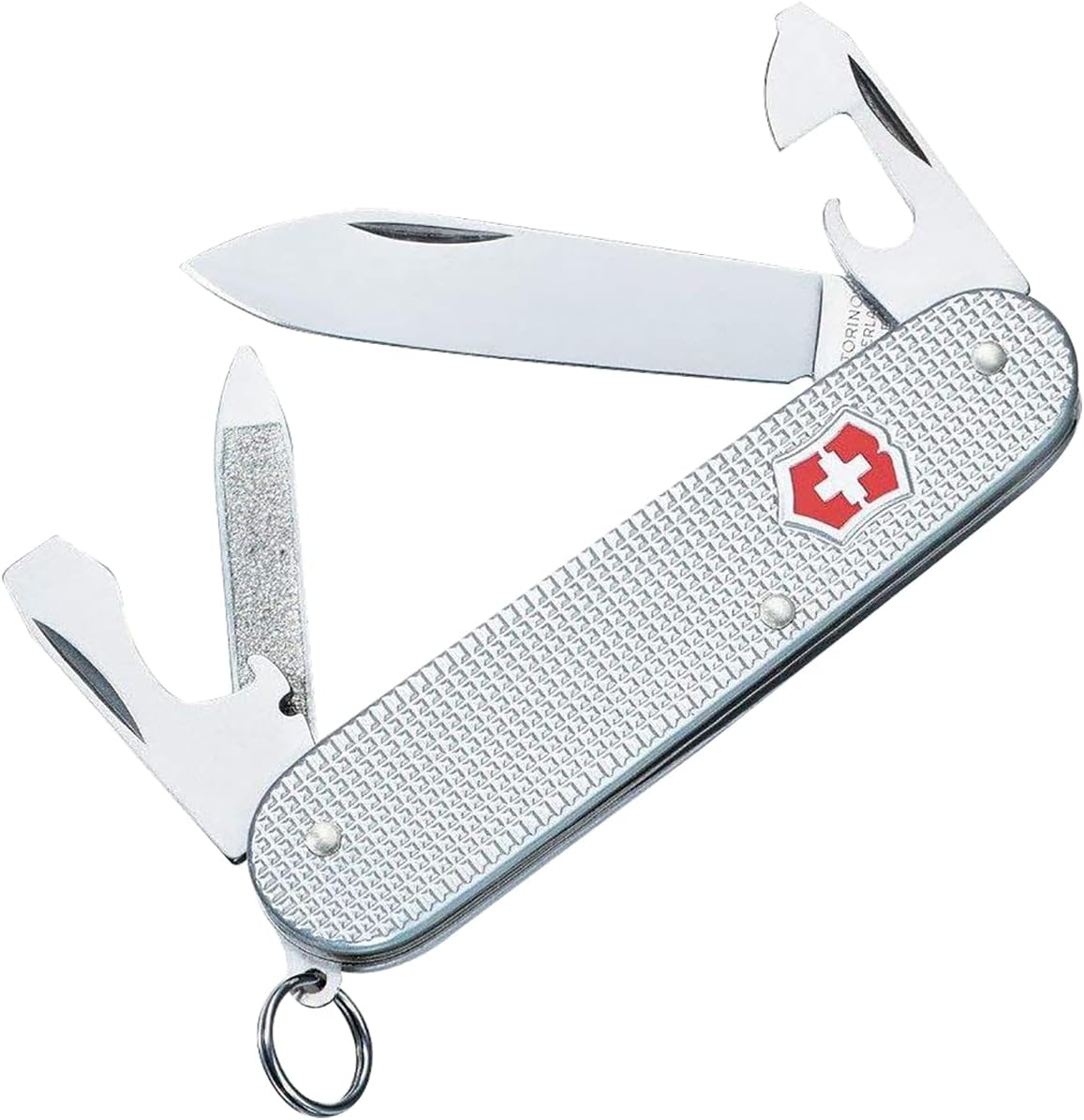 Victorinox Swiss Army Cadet Pocket Knife, Silver Alox, 84mm