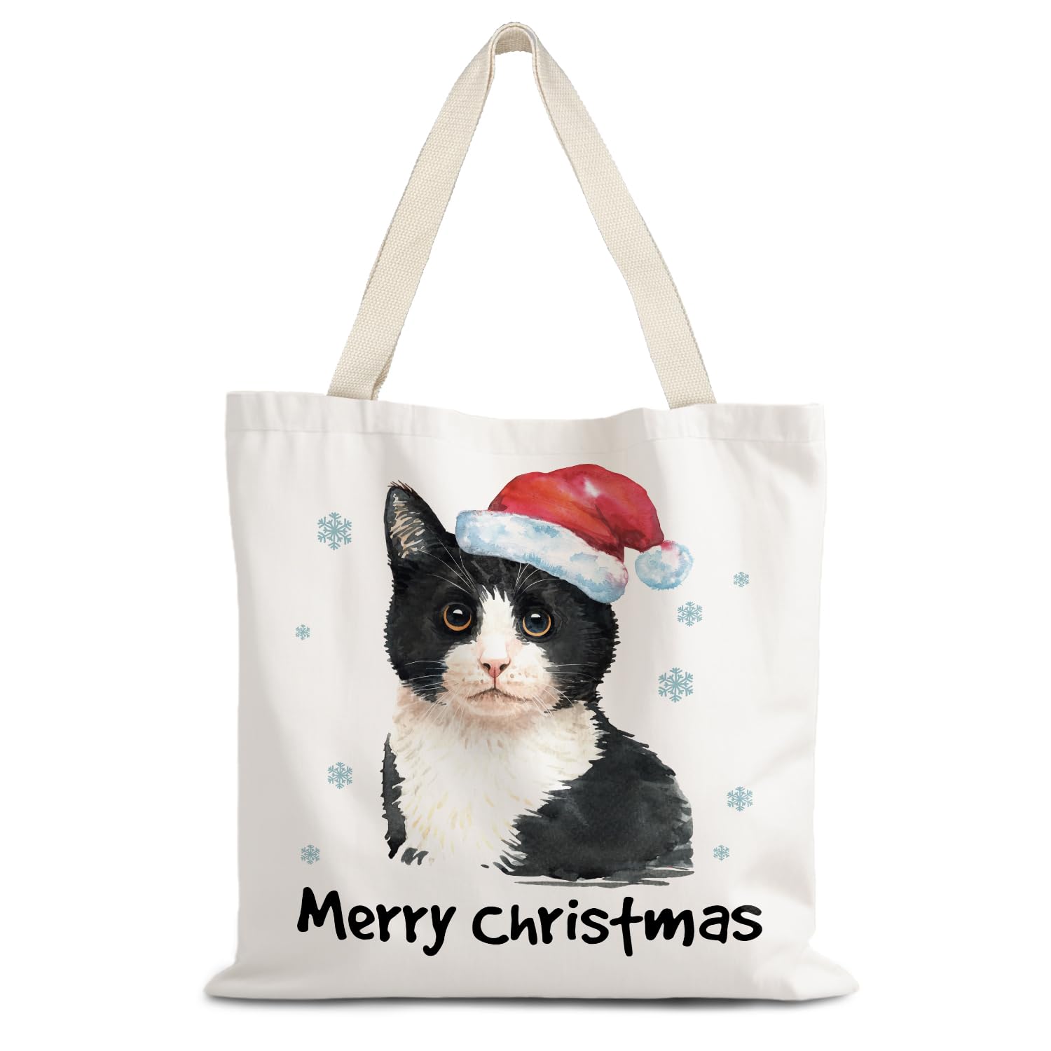 LUVADIAN Santa Claus dogs cats cows Christmas Tote Bags for Woman,Reusable Grocery Bags Shopping Bags