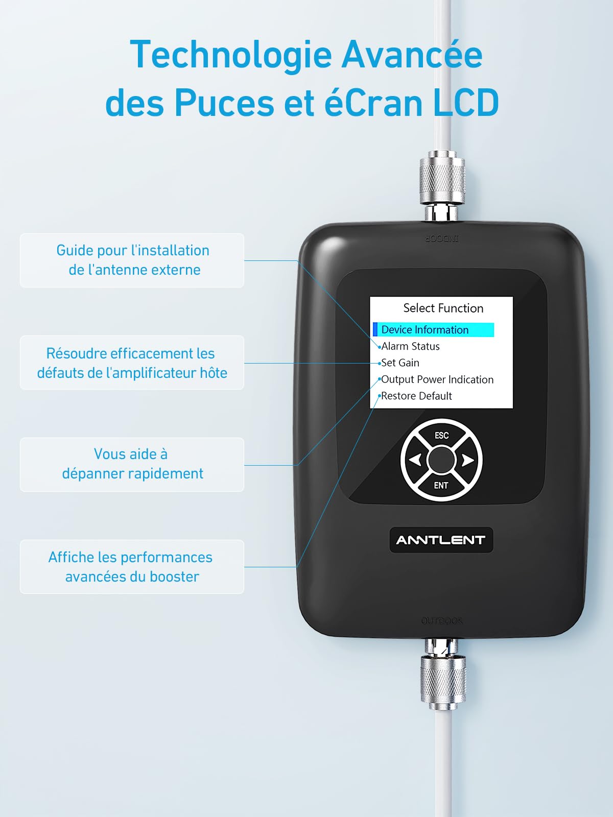 ANNTLENT Amplificateur de Signal Amplifier 4G 3G Bande 1/3/7/8/20, LTE GSM WCDMA Amplificateur de Signal Mobile Five-Bande Connecté à L'application, pour Tous Opérateurs
