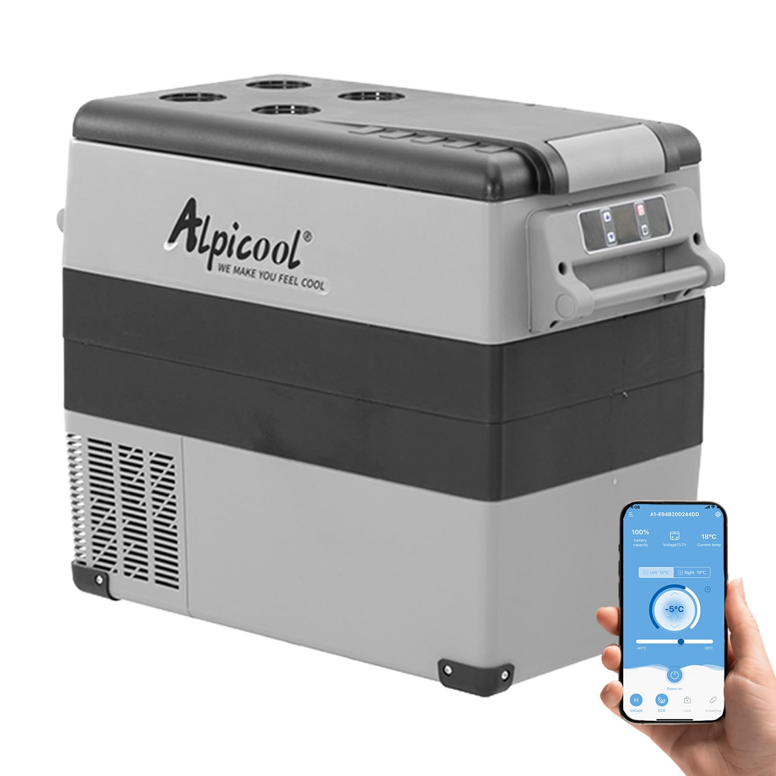 Alpicool CF55 55 Litri Frigoriferi Portatile Elettrico Frigorifero per Auto Congelatore 12V 24V DC/AC Mini Frigo per Viaggio, Picnic, Campeggio Uso Esterno, da -20℃ a 20℃