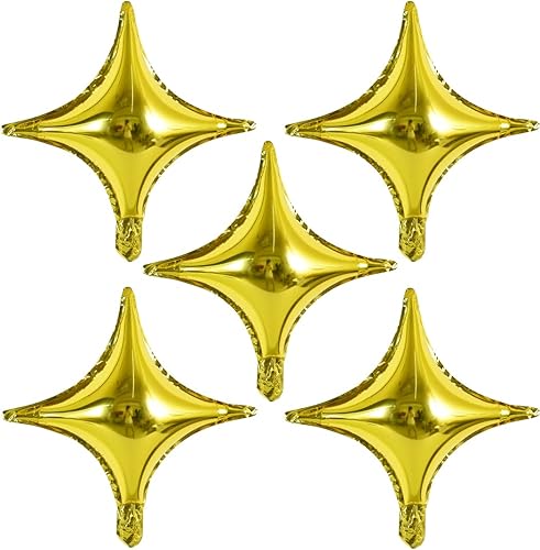 Globo de Mylar en forma de estrella de 18 pulgadas, 30 globos dorados de estrella de cuatro ángulos para fiesta de cumpleaños, boda, día de San