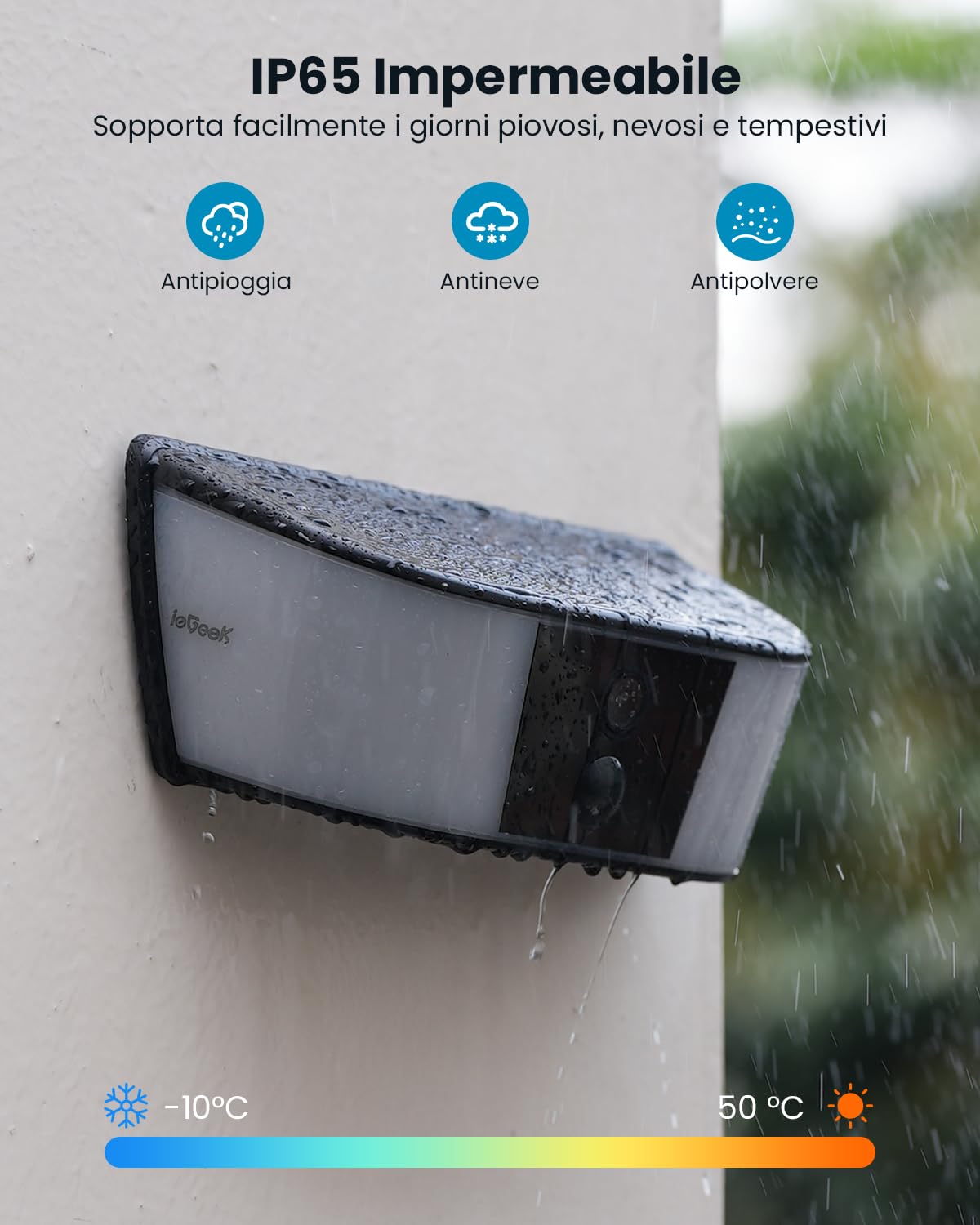 ieGeek 2K Faro Esterno con Telecamera, Luce Telecamera Wifi Esterno Senza Fili, Pannello Solare Integrato, Faretto Regolabile, Rilevamento PIR, Visione Notturna a Colori, IP65, Solo 2,4 GHz, S4
