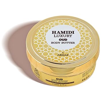 Hamidi Luxury Oud Body Butter For Women 250ML 8.4 OZ Ultra Moisturizing body butter For Dry Skin, Nourishing And Replenishes Dry Skin, Experience Deep Cleansing With Luxurious Oud Sweet Scent