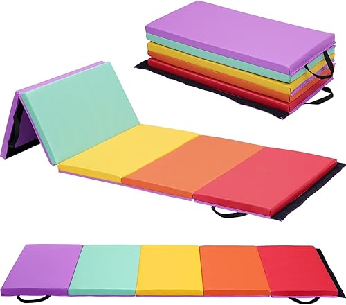 Miniatura 1 de Oneofics Colchoneta de gimnasia plegable de 2 x 6 x 1.5 pulgadas, con asas de transporte