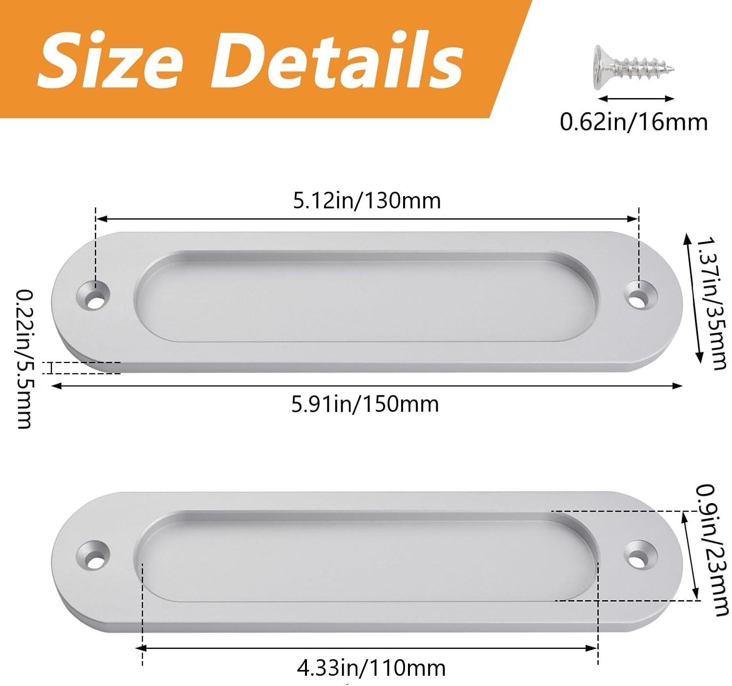 MOROBOR Oval Recessed Sliding Door Pulls - Image 2