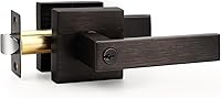 Vista 1 de Probrico Manija de puerta cuadrada resistente con cerradura y llave, manija de puerta de entrada de bronce aceitado para puertas exteriores