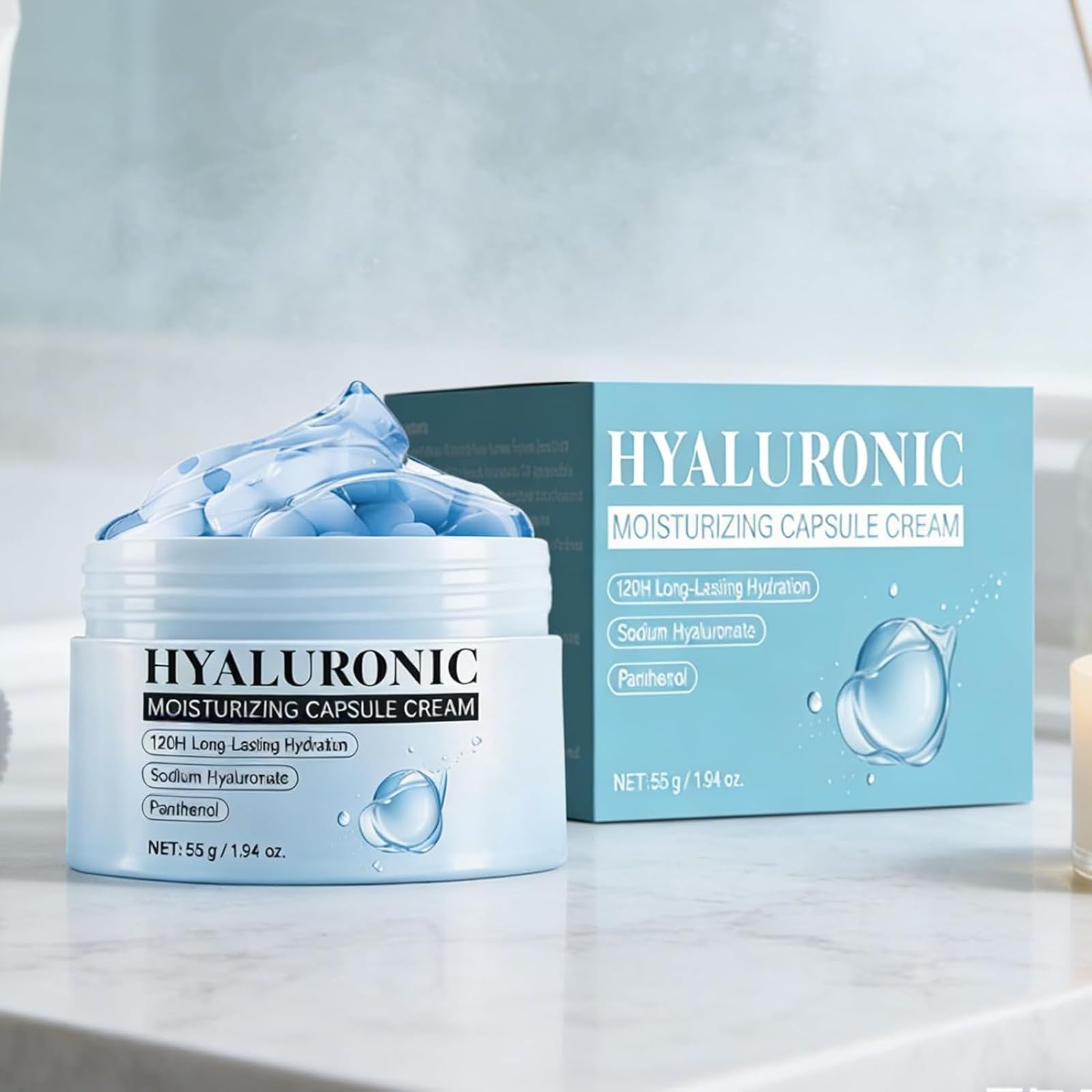 Hyaluronic Acid Capsule Cream,Feuchtigkeitsspendende Gesichtscreme,Beruhigender Haut Regenerationsbalsam,Feuchtigkeitsspendende After-Sun-Lotion,Schnell einziehender,pflegender Gesichtsbalsam (3pcs)
