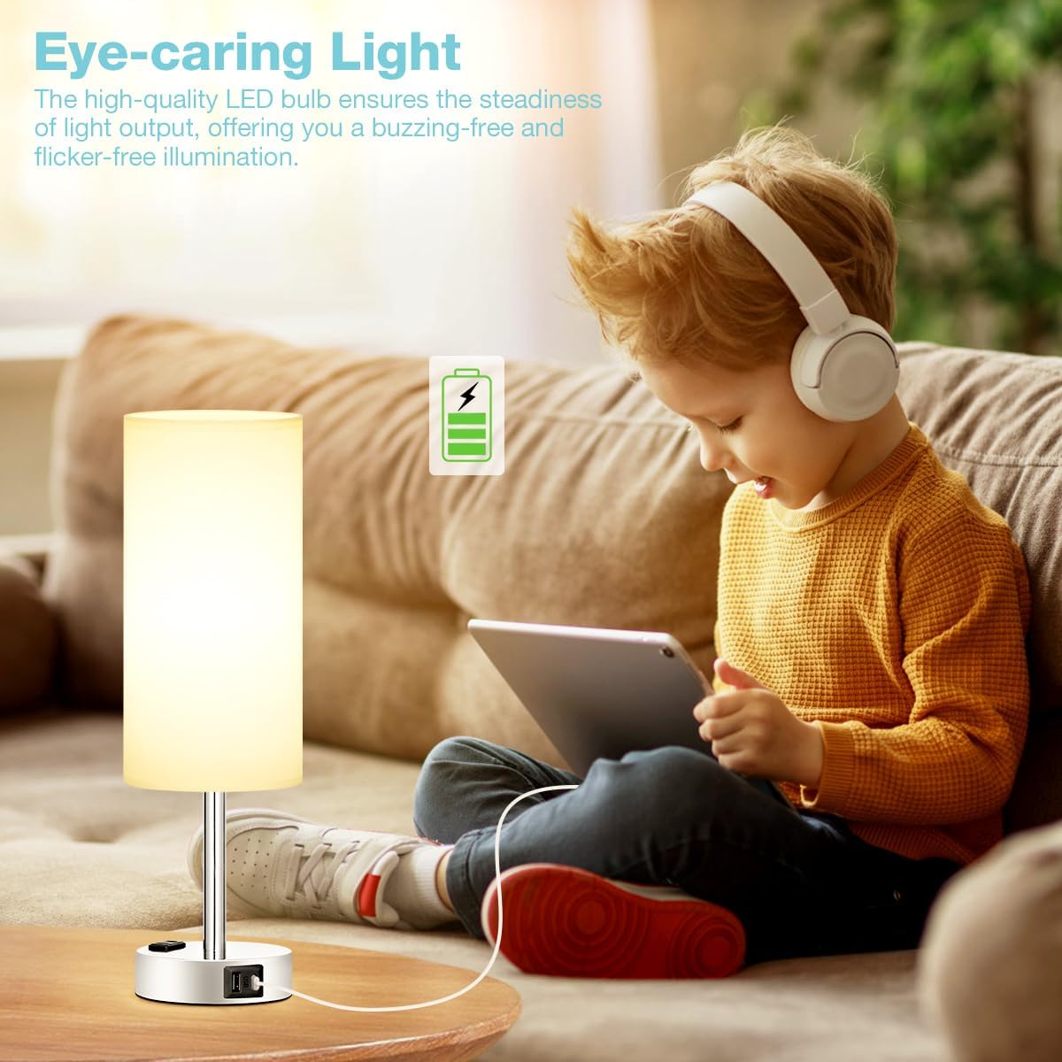 TAIKOUL 2pcs Lámparas de Mesa con Control Táctil,Lámparas de Escritorio,Luz de Noche para Niños 3 Temperaturas de Color