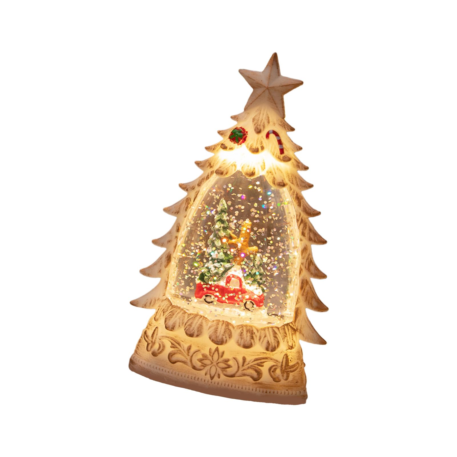 Tsophreniq Sparkling LED Lamp Christmas Decoration with Floating Snowflake Safe for Kids Lamp Decoration