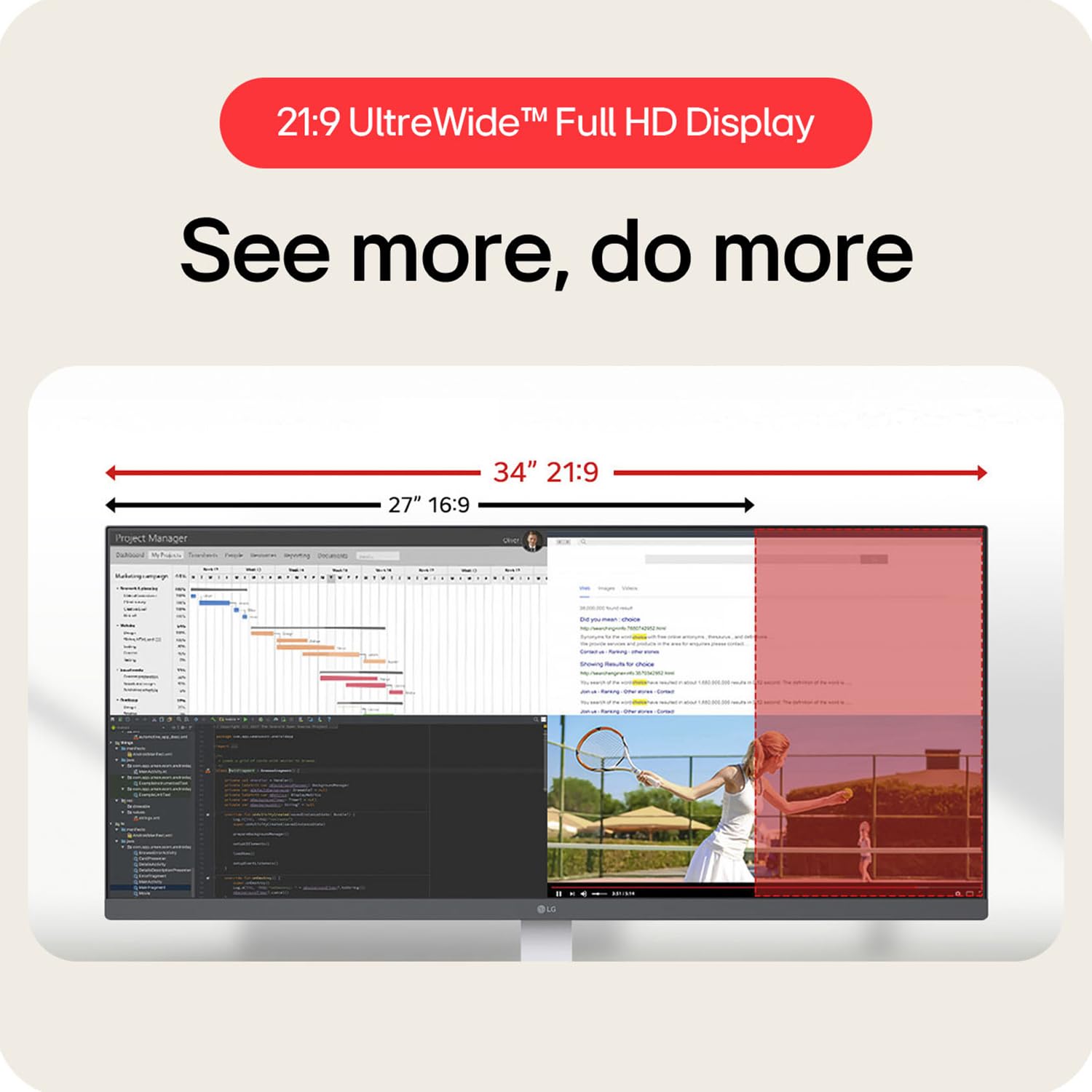 LG 34U530A 86.36cm (34 Inch) UltraWide WFHD (2560x1080) IPS Monitor, Anti-Glare, HDR10, 3-Side Virtually Borderless, HDMI, DP, USB-C, Speakers, Tilt/Height/Swivel Adjustment Slim Stand (White) — Amazon image 8