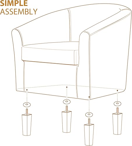 Miniatura 99 de Yaheetech Silla de club de cuero, silla decorativa de piel sintética, sillón moderno para sala de estar con patas de madera y asiento acolchado para