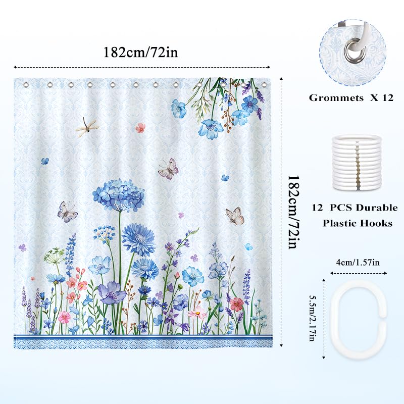 Arquiel Floral Butterfly Shower Curtain Sets - Image 4