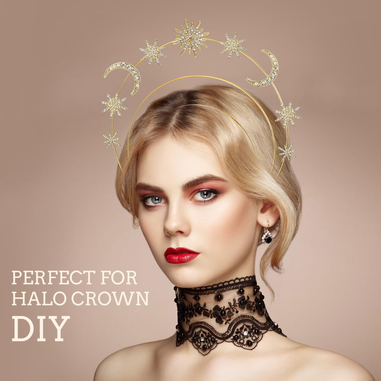 Amazon.com: Beavorty Angel Halo Crown 3 Layer Metal Gold  display picture 2