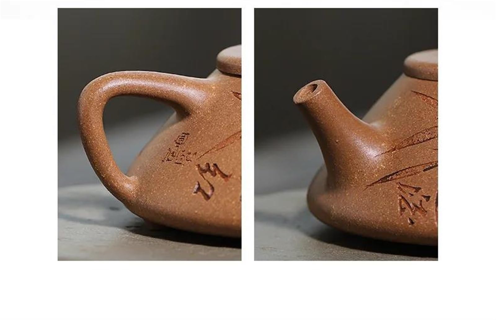 Juegos de té Juego de té Chino Zisha de 150 ml, Tetera Hecha a Mano con diseño de Hojas de bambú, Tetera de Arcilla Morada con Forma de Cuchara, Juego de té de Viaje, Tetera