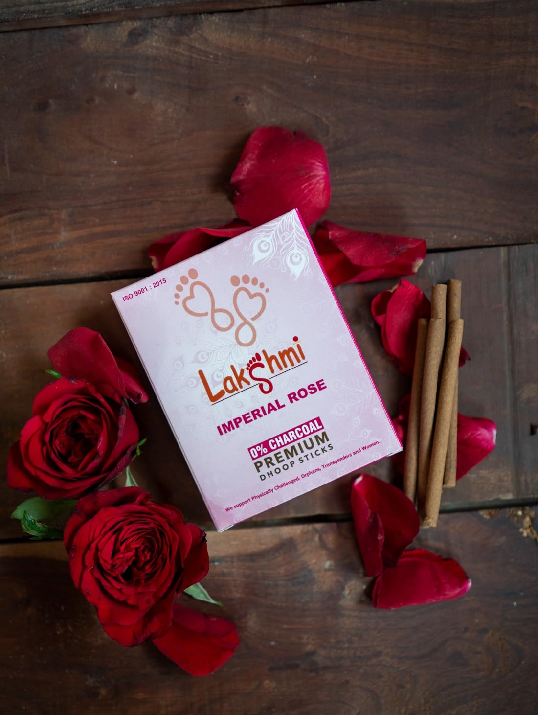 Lakshmi Premium Charcoal Free Dhoop Sticks Pack of 8 Boxes Each Box Contains 20 Dhoop Sticks (Imperial Rose)