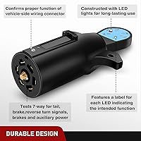 Vista 3 de Nilight 7 pines macho remolque redondo RV Blade conector enchufe 7 poste resistente 7 vías de reemplazo lateral del vehículo 6-24V para enganche