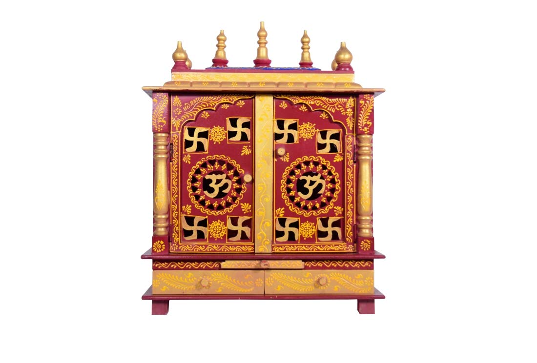 Temple en bois Royal Kurta Devyom avec ampoule intégrée et cadre photo