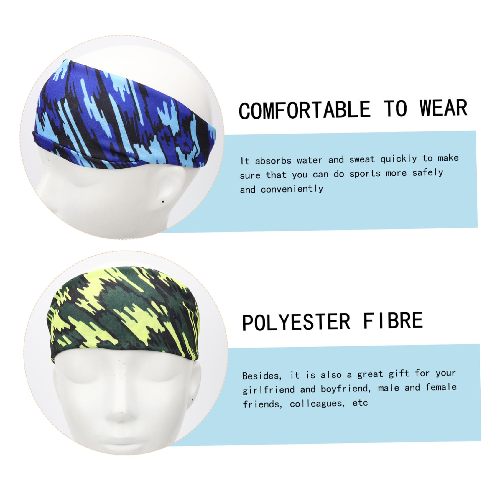 BESPORTBLE 12pezzi Fasce Sportive Multi-funzione Per Assorbimento Sudore Bande Traspiranti Per Per Sport e Yoga Comode e Leggere Assorbono Sudore e Proteggono