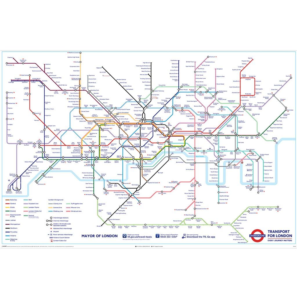 TfL London Underground Tube Map Poster - Transport for London 61 x 91.5cm Poster