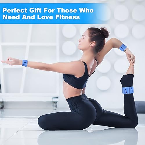 Miniatura 6 de Juego de 2 pesas de muñeca ajustables de silicona para mujeres y hombres, pesas de tobillomuñeca adecuadas para yoga, danza, pilates, ejercicios de