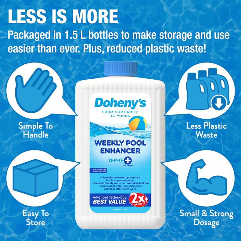 Image of Doheny's Pro-Grade Plus Weekly Pool Enhancer | 3-In1 Pool Solution Removes Organic Waste, Clarifies Water & Protects Your Sanitizer | Safe, Simple & Effective Solutions for All Swimming Pools, 1.5L