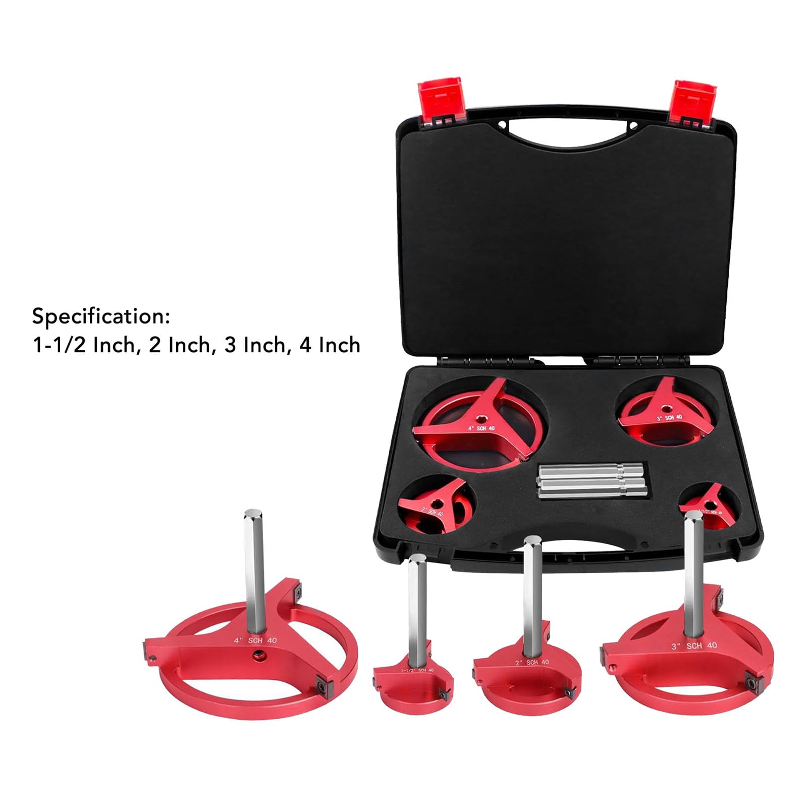 4 PCS PVC Pipe RAMER Kit avec 3 Inserts en Carbure carré, Alésoir à Trois Côtés à Triple carré pour 1-1/2 2 2 4 Pouces SCH40 PVC CPVC ABS Pipe de Tuyau D'économiseur