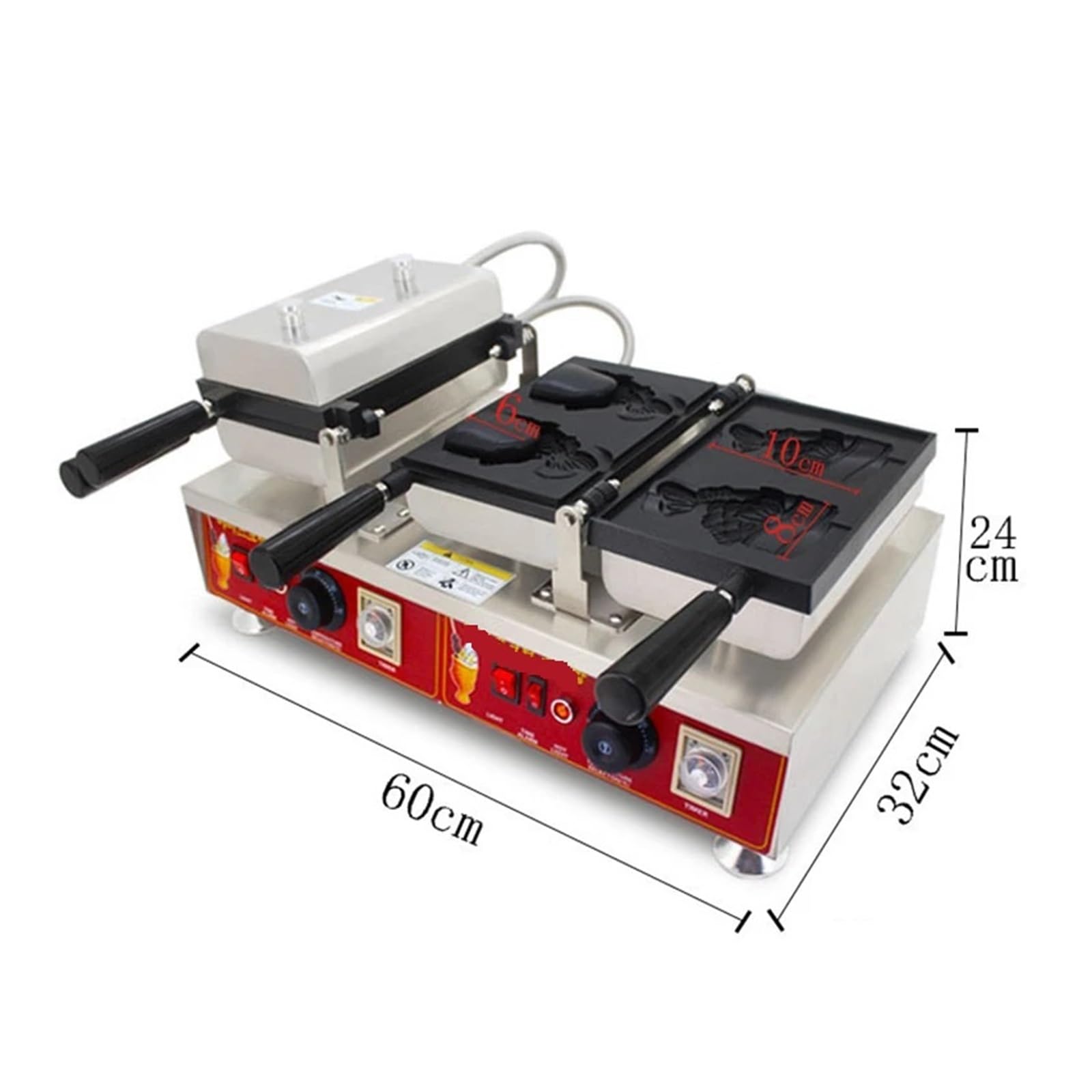 Máquina Comercial For Hacer Wafles Taiyaki Con Forma De, For Helados Boca Abierta, For Conos Pescado En Equipos Catering Calentamiento Uniforme Y RáPido