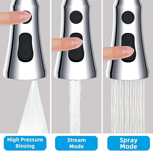 Vista 32 de Hibbent Reemplazo de cabezal de grifo de cocina extraíble, 3 funciones NSF/ANSI/CAN 61 y boquilla rociadora de fregadero certificada CUPC, 15 Bronce