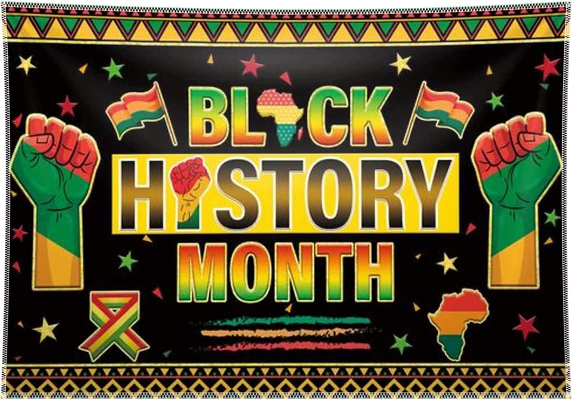 Swepuck 96x72inch Black History Month Backdrop Afro African American Festival Heritage Photography Background Kids Classroom Cultural Holiday Decoration BHM Worthwhile Commemoration National Banner