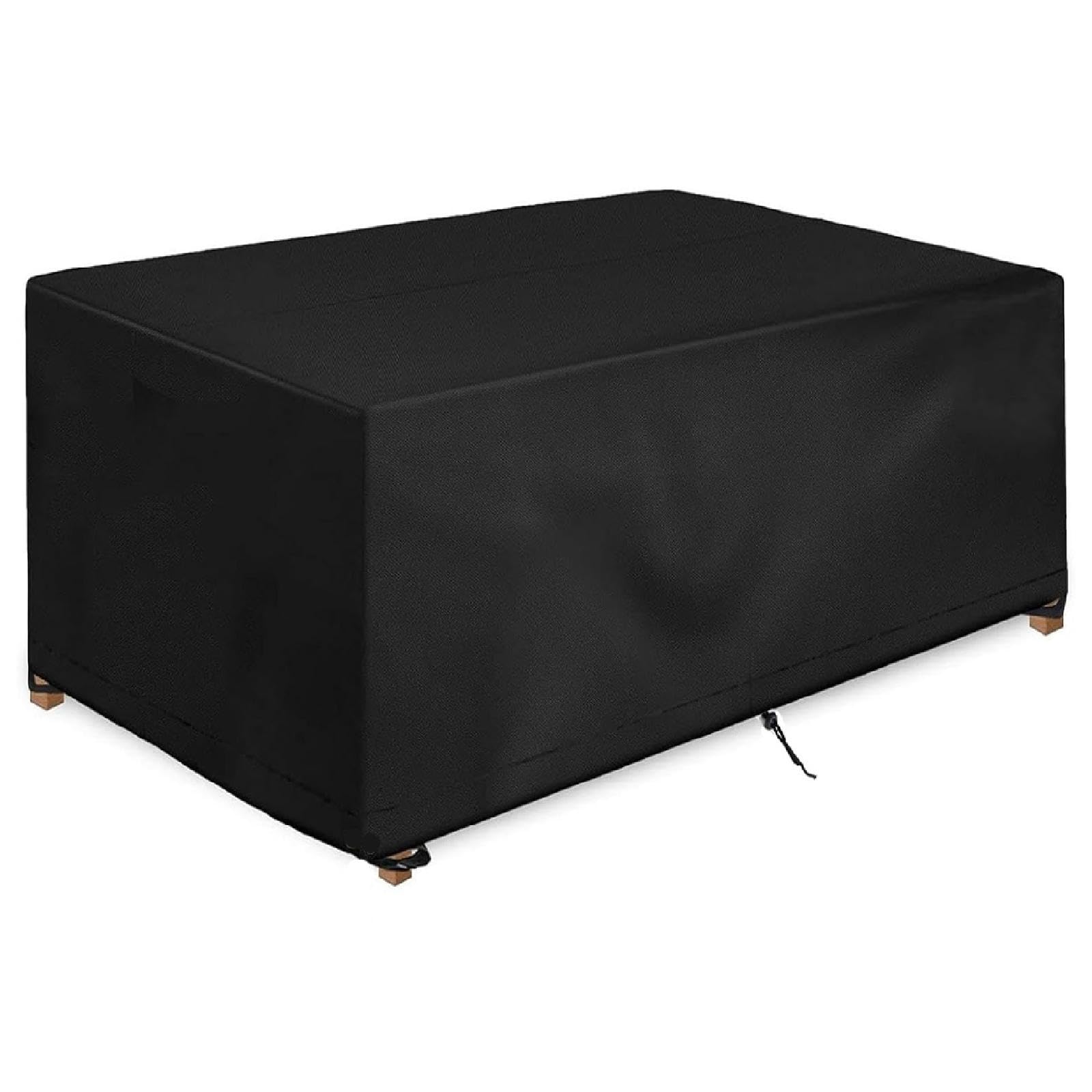 18meng Art Garden Furniture Covers Waterproof, 160x70x65cm Patio Outdoor Table Cover, 420D Oxford Cube Rattan Garden Sofa Cover for Patio Table and Chair Set, Windproof Anti-UV Black Rectangular