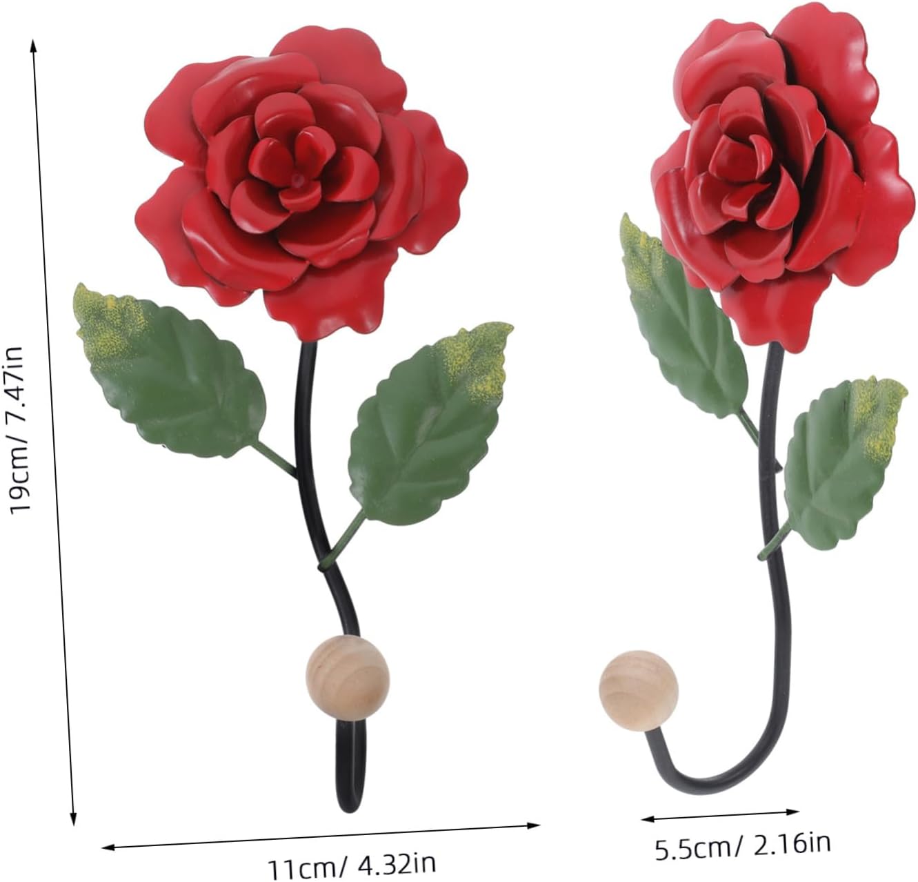 Toyvian 3pcs Flower Wall Hooks Iron Decorative Hook for Wall Hanging image 2