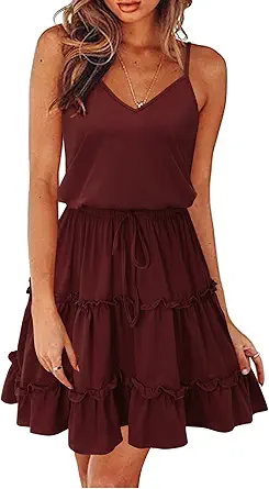 Newshows Women's 2023 Summer Spaghetti Strap Floral Dress Sleeveless V Neck Beach Casual Sundress