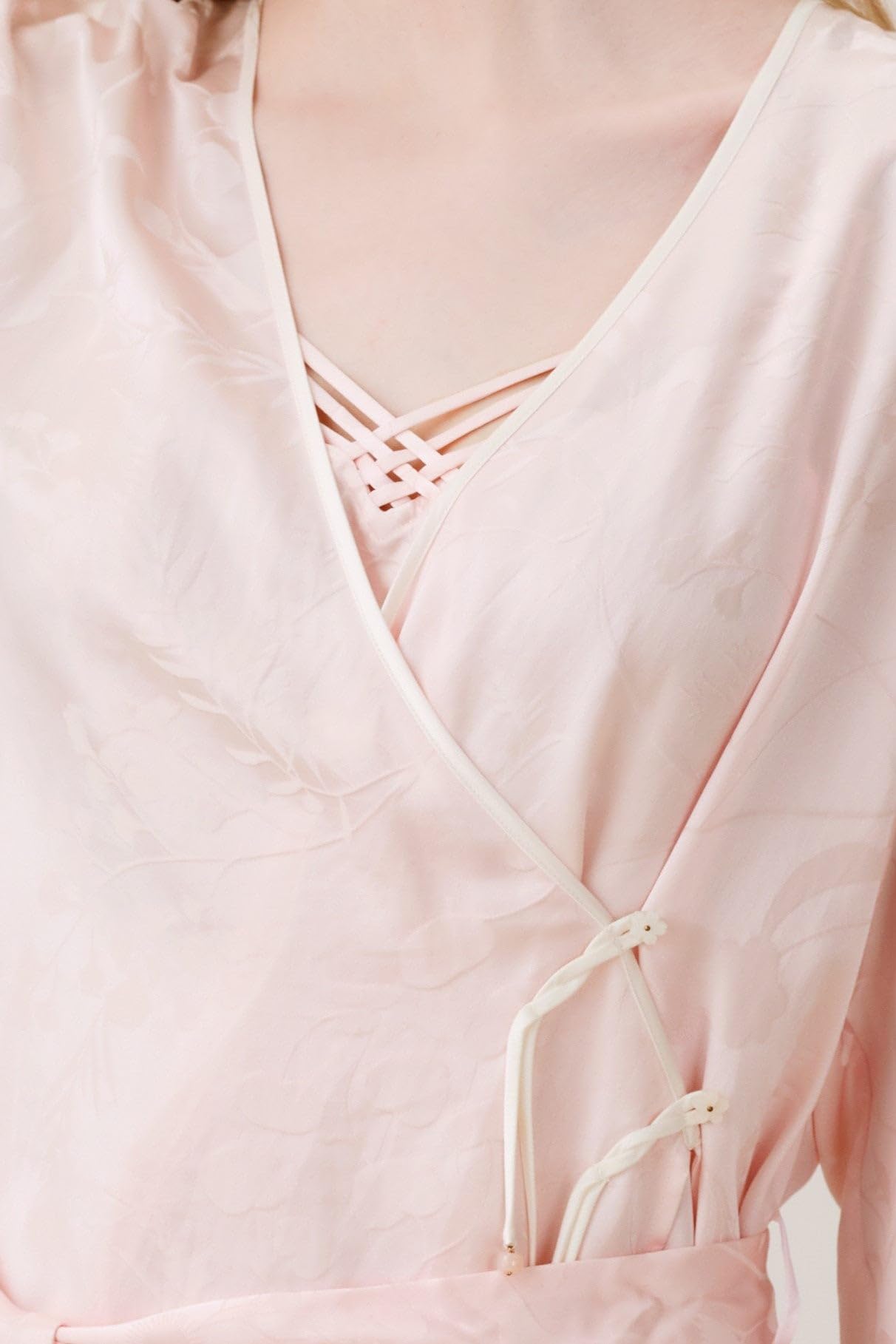 Bata de seda de morera 100%, conjunto de bata de encaje de seda en color rosa ostra de manga larga para mujer