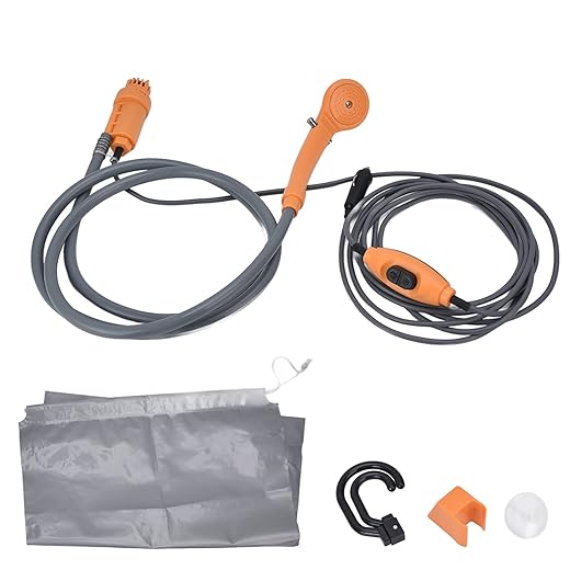 Tyenaza Kit De Ducha para Acampar, DC12V, Portátil, Alta Flexibilidad, Plástico Duradero, Caucho, Diseño Ergonómico, Fácil Instalación, Kit De Ducha para Exteriores