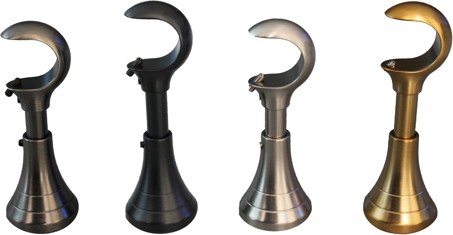 Linen Avenue Adjustable Decorative Single Rod Bracket, 2 Pack, Brass