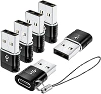 Vista 9 de Paquete de 6 adaptadores USB A a USB C, adaptador USB tipo C, adaptador C hembra a A macho de carga de datos para iPhone 16, 15, 14, MacBook, Gris