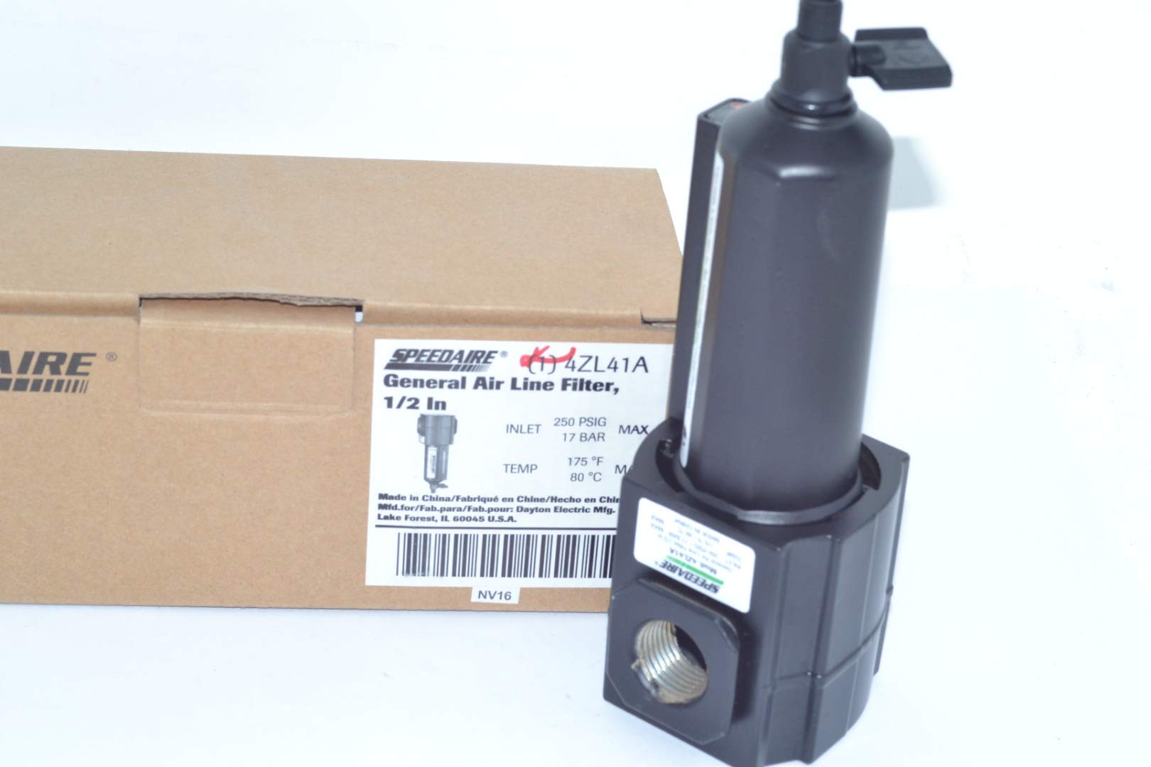 SPEEDAIRE 4ZL41 Compressed Air Filter 1/2 NPT 250 psi