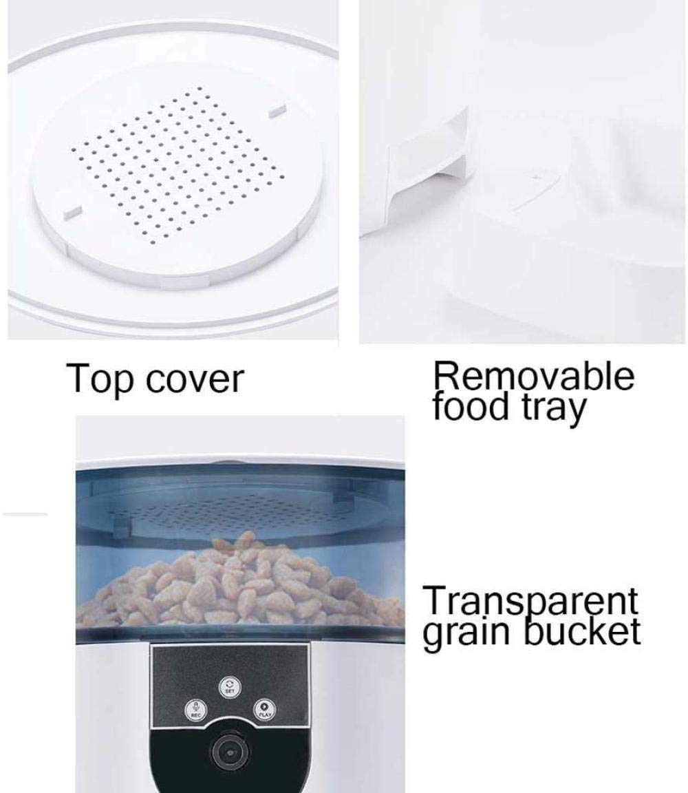 Dispensador automático de Alimentos con Control de la aplicación Smart Pet Cat Dog de 7L con cámara Audio de 2 vías Recordatorio de Voz Grabación de Video para Perros medianos Grandes