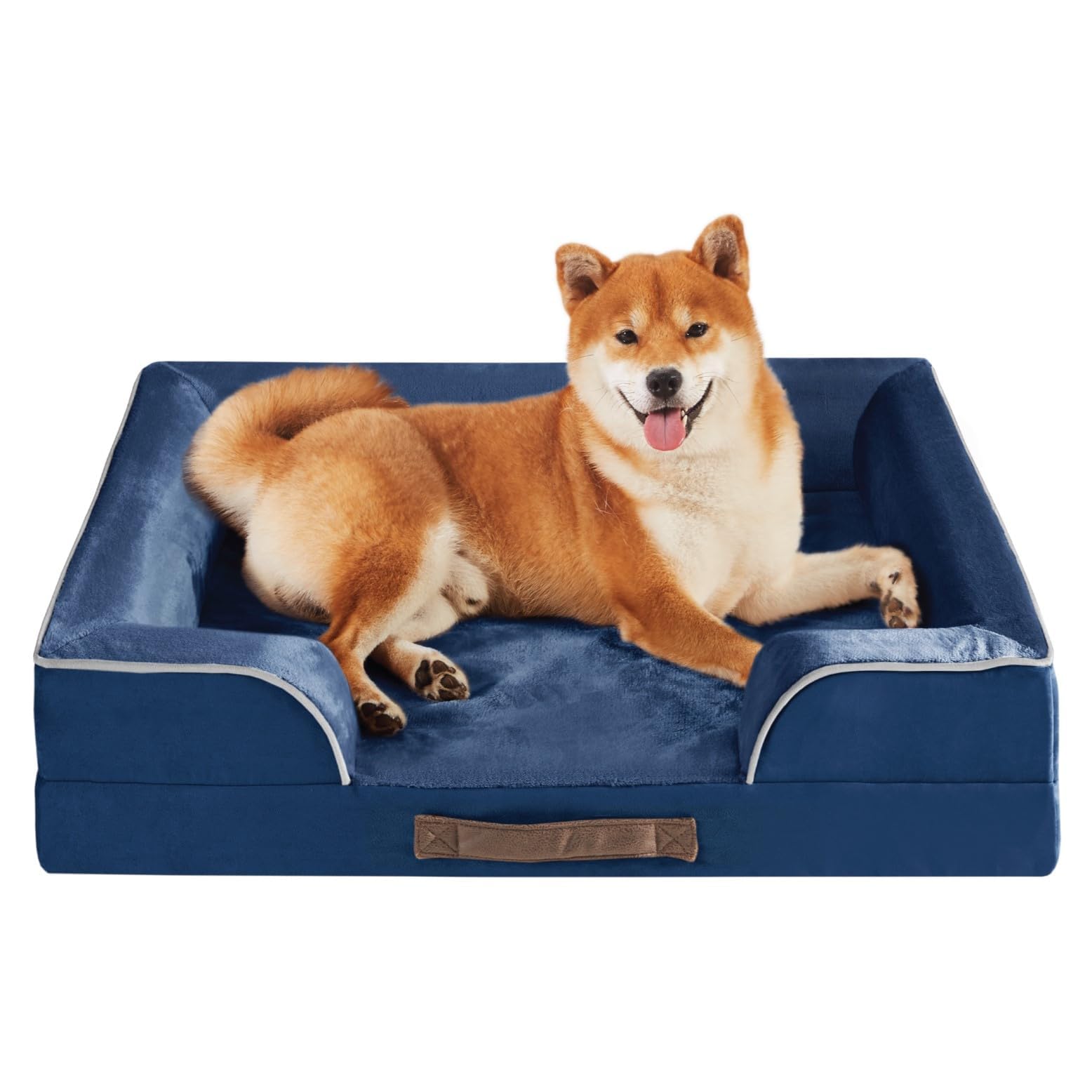 Orthopedic Dog Bed for Medium Size Dog, Navy Blue Luxury Memory Foam Pet Sofa for Dogs and Cat, Removable & Washable Cover, Waterproof, Durable