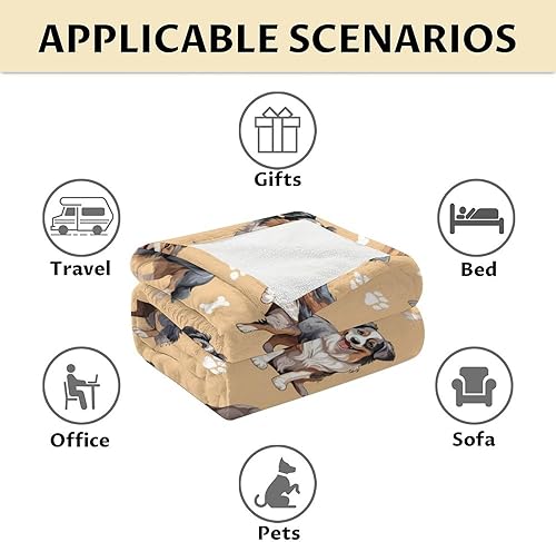 Miniatura 6 de Manta de pastor australiano, suave, mullida y cálida, manta de 50 x 60 pulgadas para cama, sofá, amarillo, lindo regalo para los amantes de los