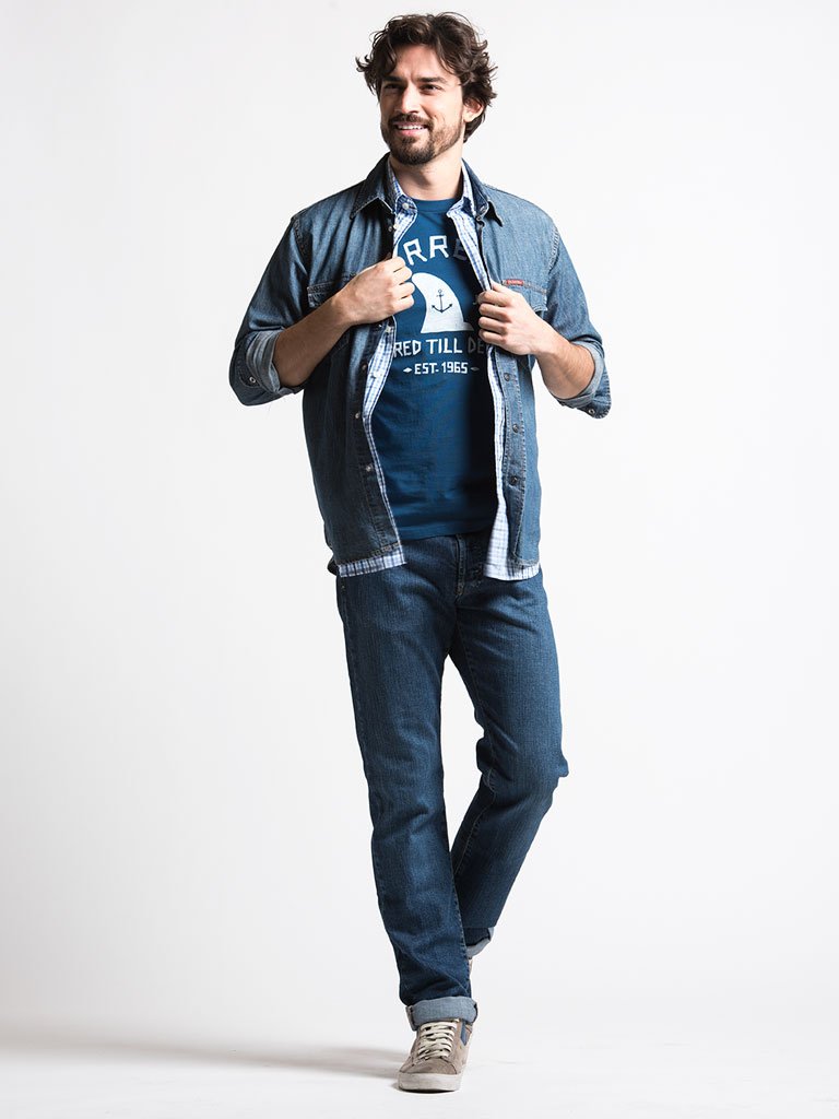 Carrera Camicia Western Uomo in Denim