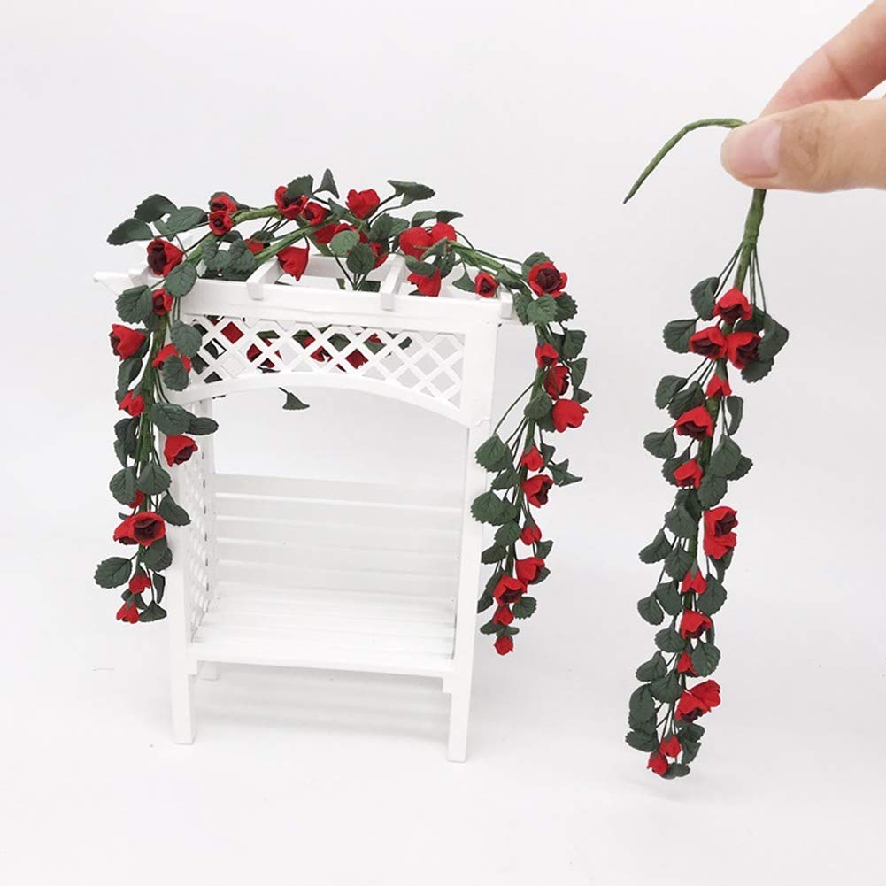 Dollhouse Flower Garland - Pink Rose Vine Hanging Plant For 1/12 Scale Miniature Swing & Garden Decor - View #8