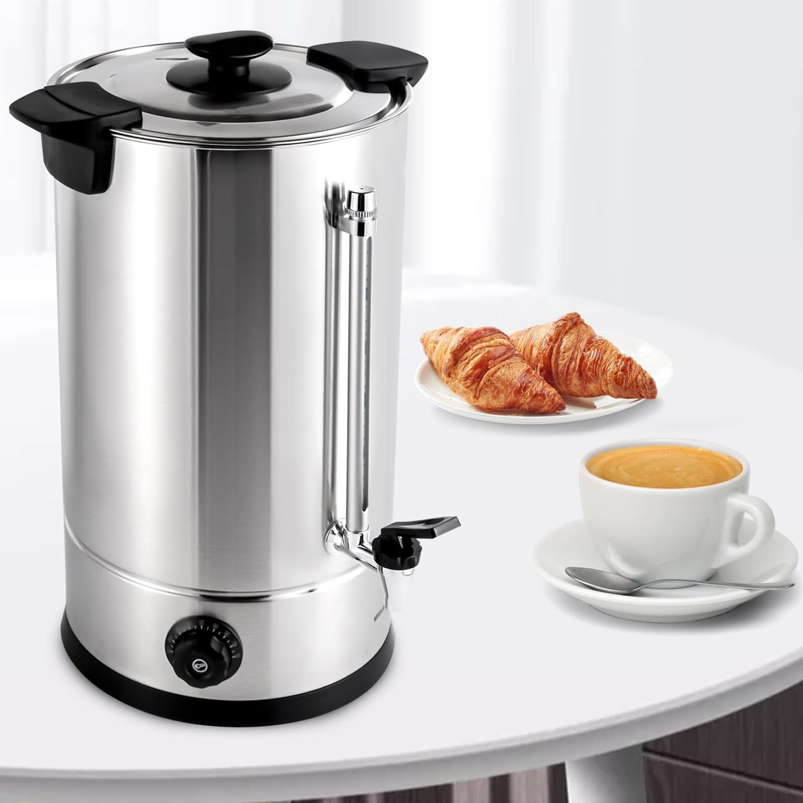 Komercyjny pojemnik na kawę, dozownik kawy, dozownik, 1600 W, 50 filiżanek, 8 litrów z regulacją temperatury (40 ℃–100 ℃) Pojemnik na kawę z trybem utrzymywania ciepła Bufetowy garnek na zupę Urna