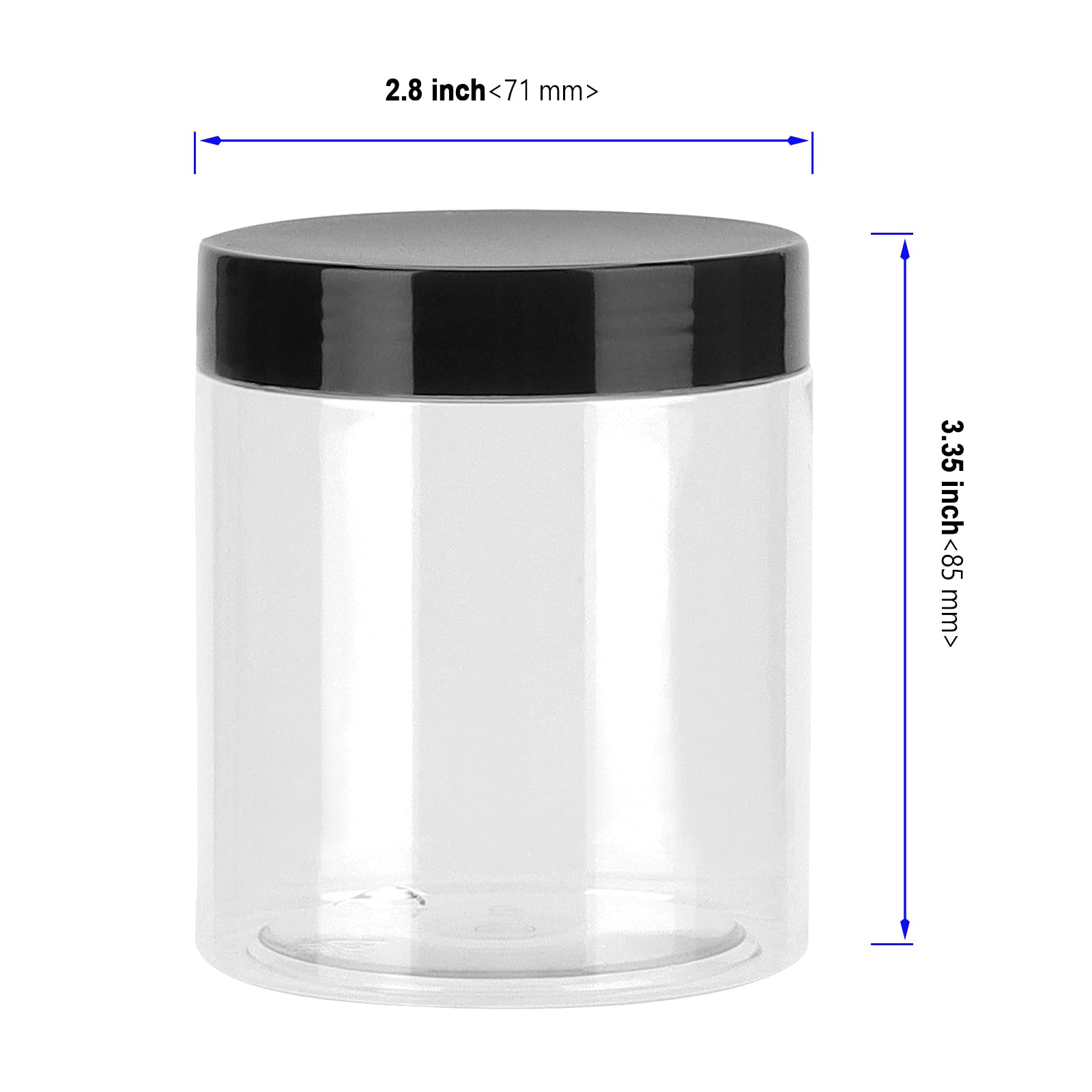 Rangement Cuisine PUCSIQ Lot 24 Bocaux Ronds 250ml Avec Couvercle Noir - Hermétique - Pour Céréales, épices, Bonbons - Plastique Transparent Organisation Cuisine Pratique