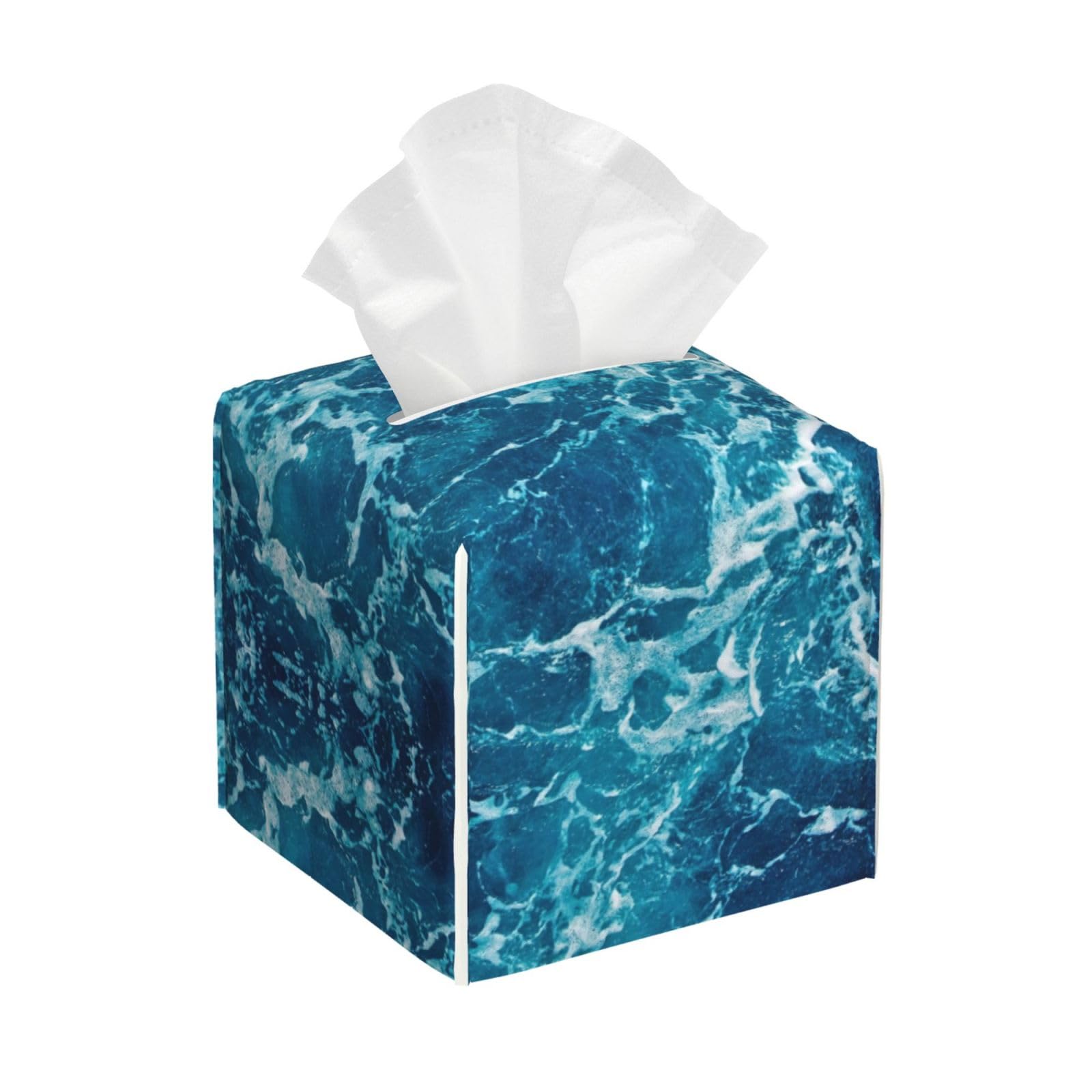 Tropical Ocean Beach Theme Leather Tissue Box Cover â€ Concealing Tissue Holder for Toilet, Living Room, Table Desk, Office, Car