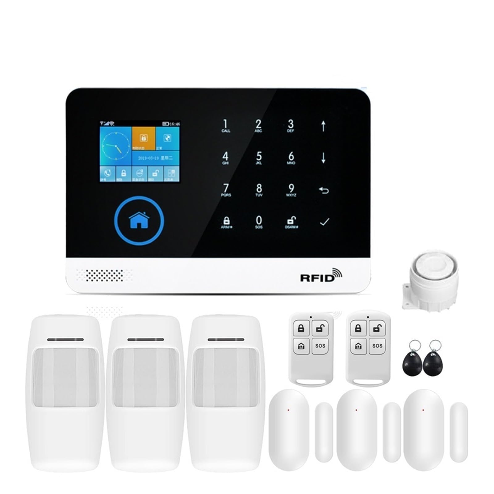 Tuya APP Wifi 4G Wireless Home Burglar Security Alarm System Integrated With Flashing Siren Remote Monitoring(Set E)