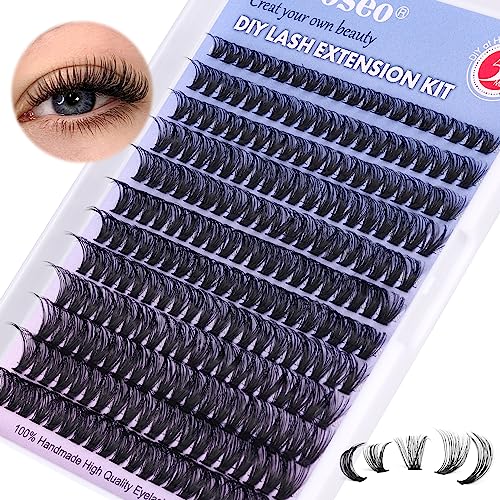 wiwoseo Eyelashes Cluster Lashes Extensions Individual Lash Clusters DIY Lash Extensions Natural Volume DD Curl False Lashes with Lash Bond and Seal at Home Lash Extensions Kit for Self Application